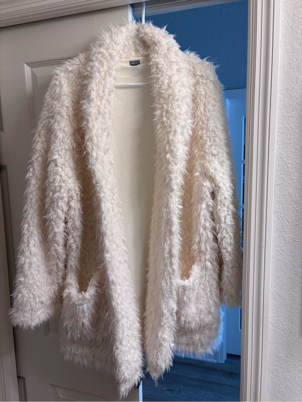 Aerie Cozy Faux-Fur Open Coat - Cream